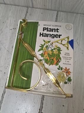 Vintage Plant Hanger Bracket Gold 8" Planter 1970's Wrought Aluminum NOS USA